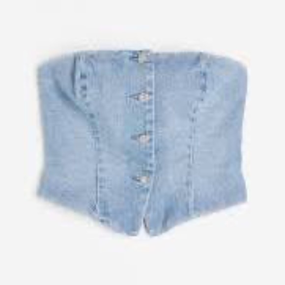 Rhinestone Button Denim 2 piece set: corset & straight high jeans - H&M - Picture 2 of 6